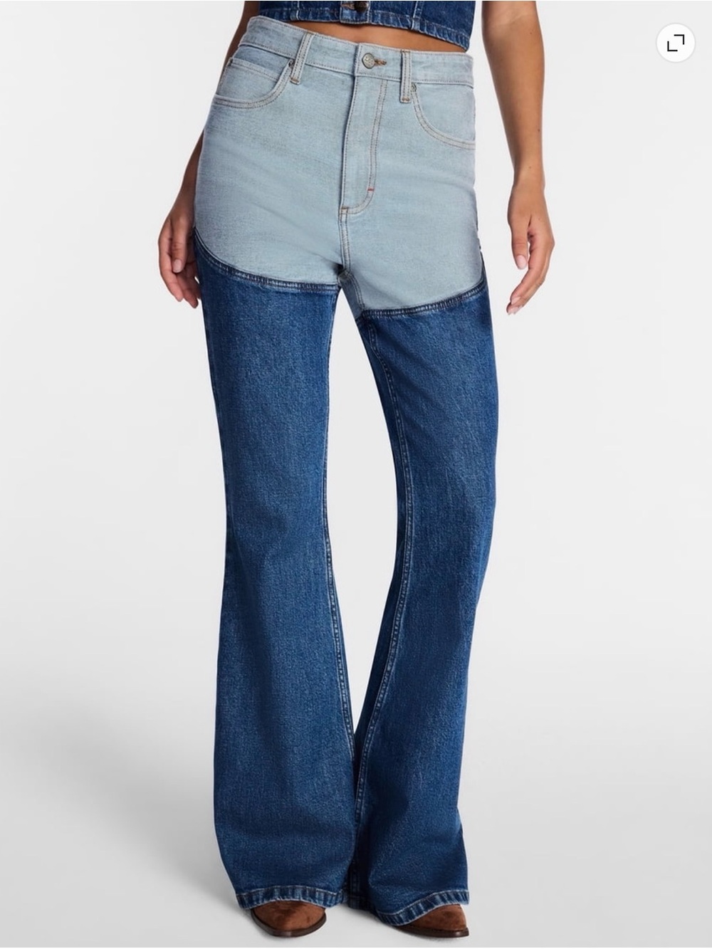 Kacey Lee Women High Rose Flare Long Denim Chaps Jeans (Size: 10)